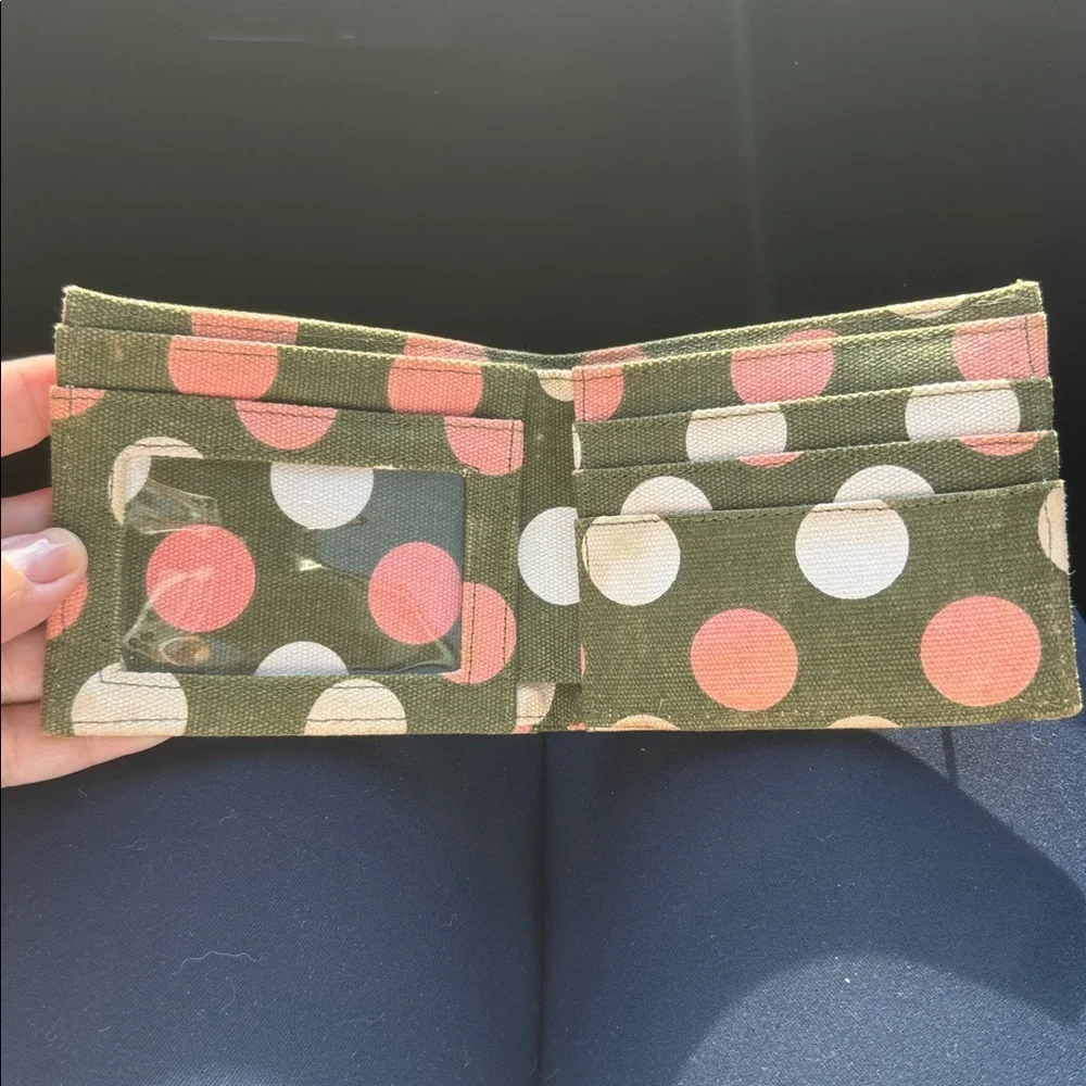 Kavu Olive and Peach Polka Dot Wallet